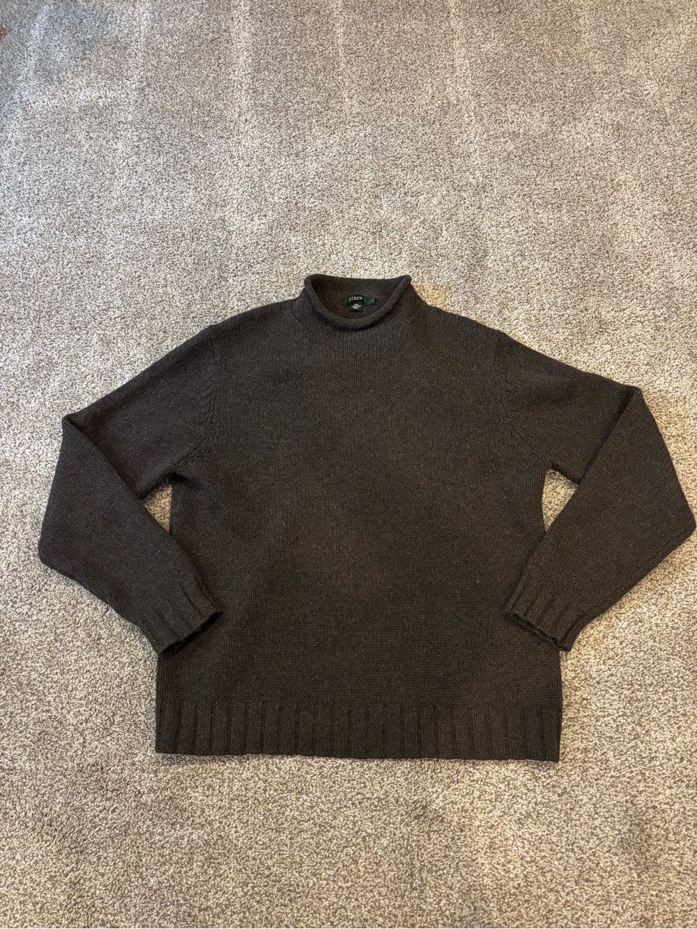 JCREW Vintage Roll Neck Brown 100% Lamb’s Wool Size Large